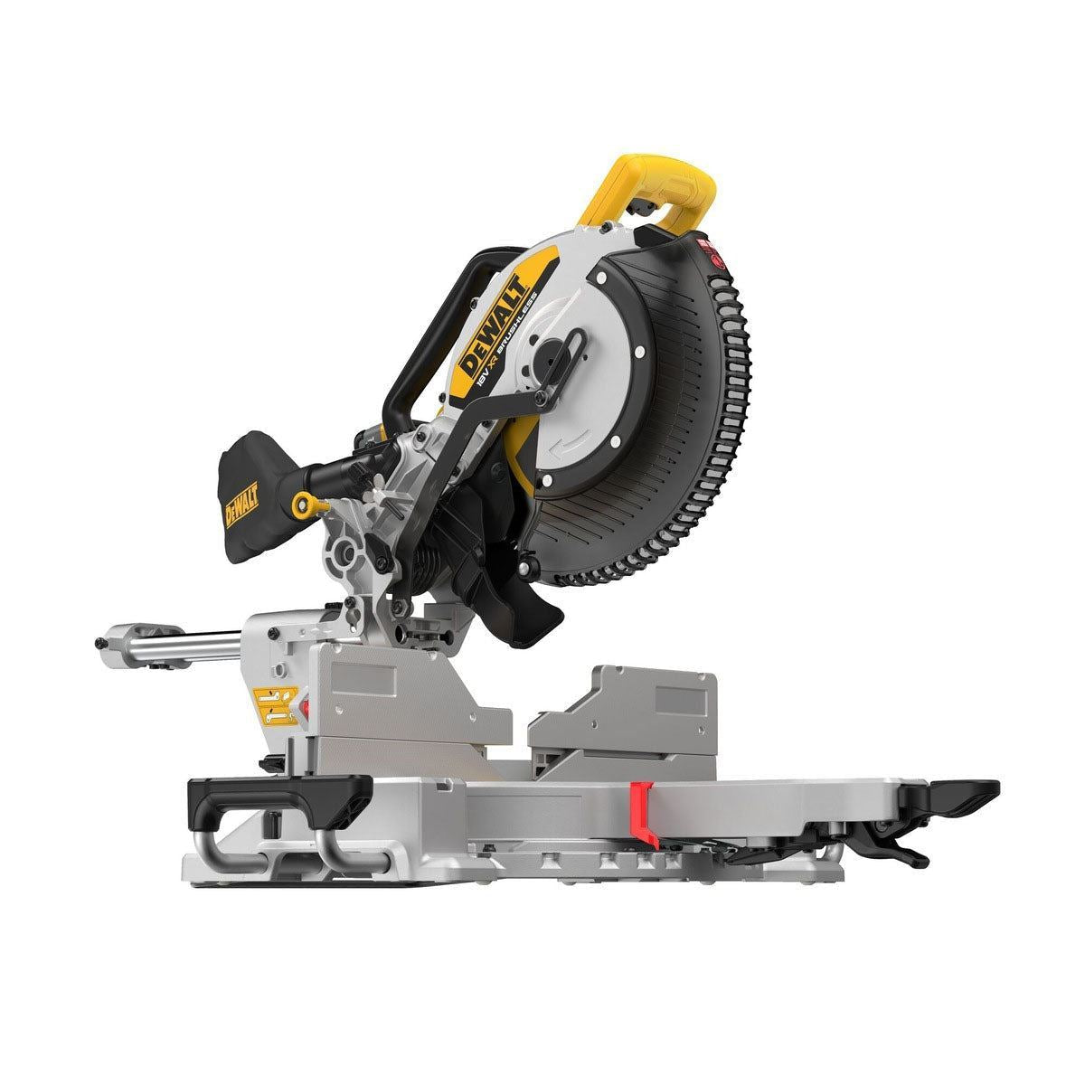 DeWalt DCS782N-XJ 18V XR Brushless Mitre Saw with 2 x 5.0Ah Battery Charger & Universal Leg stand