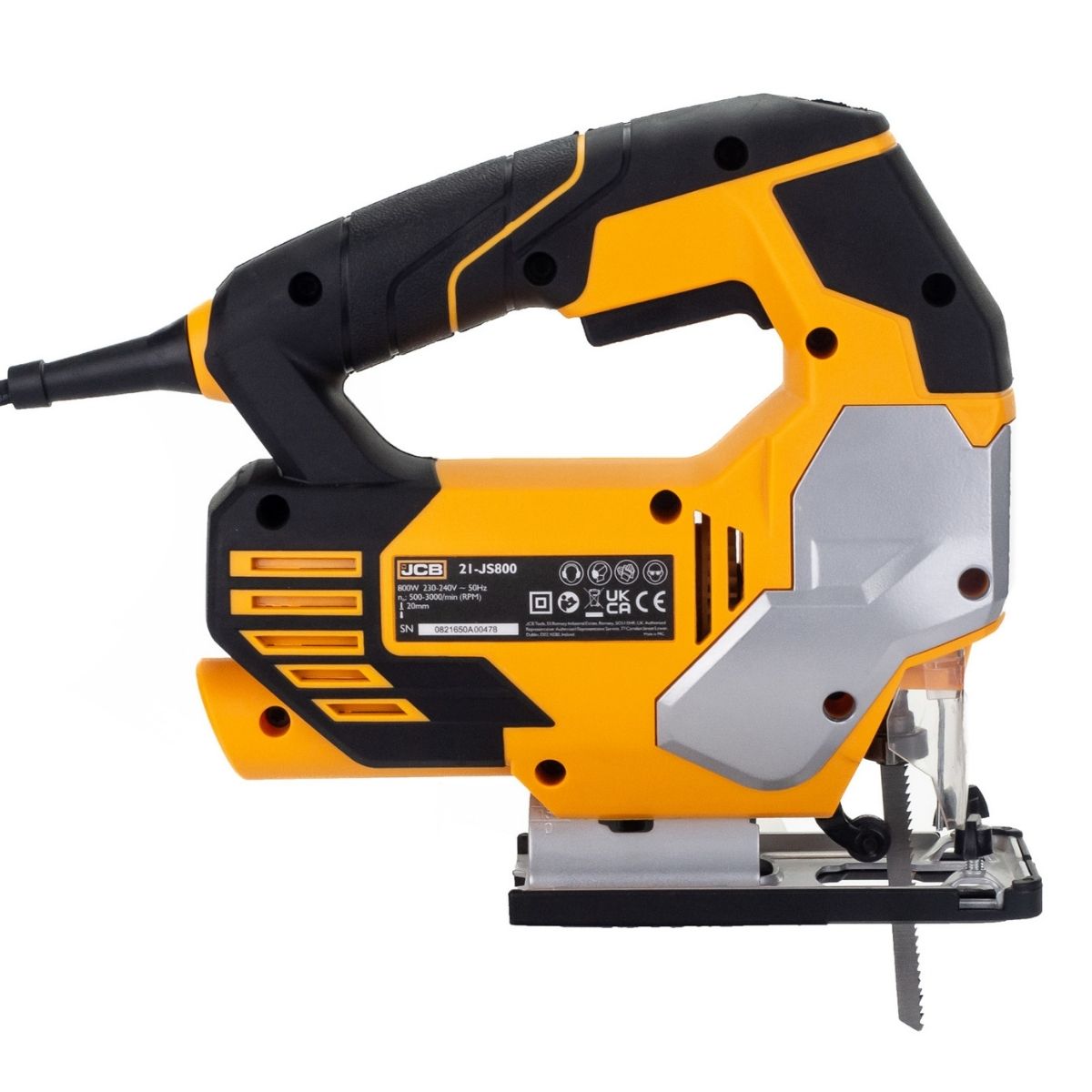 JCB 21-JS800 Corded Jigsaw with 4 Stage Pendulum & Action Quick Blade Change 240V/800W
