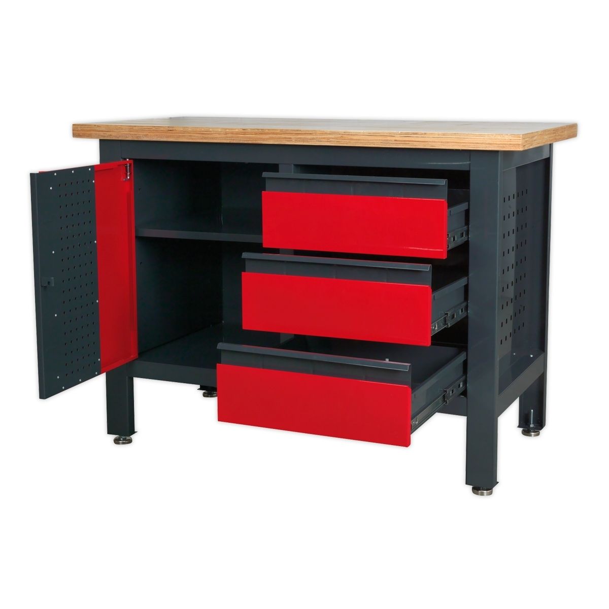 Sealey AP1372B Workstation with 3 Drawers & Cupboard