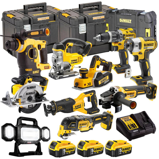 Dewalt 10 Piece 18V Li-ion Kit 3 x 5.0Ah Batteries & Charger DEW-KIT4M