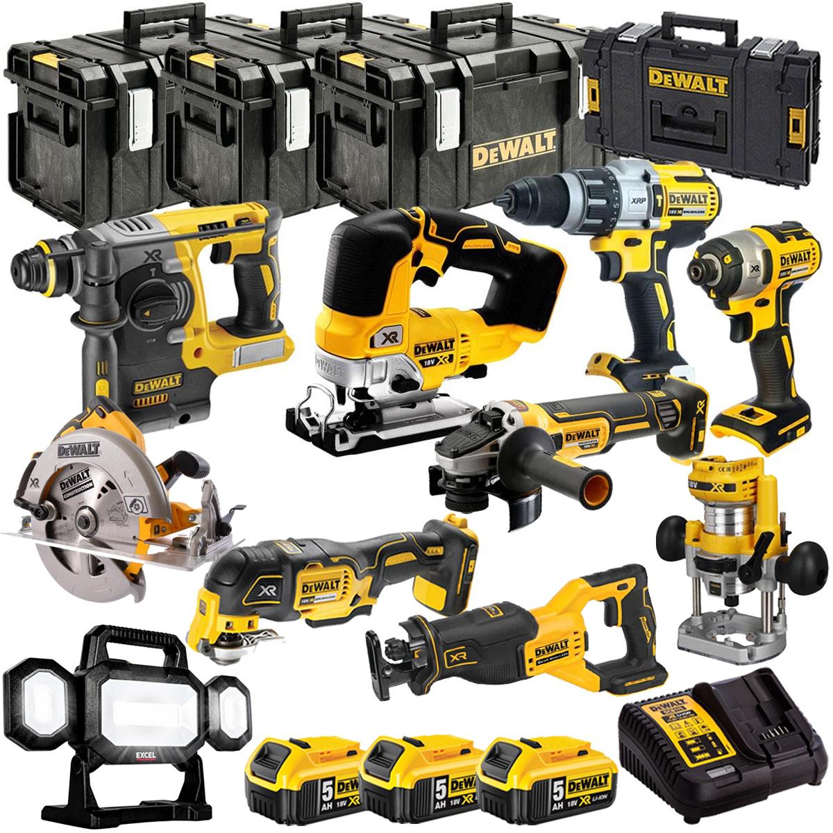 Dewalt 18V 10 Piece Combo Kit with 3 x Batteries & Charger T4TKIT-1337