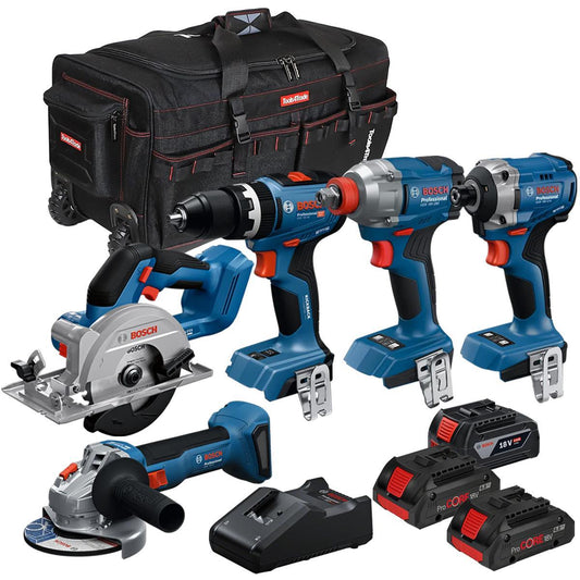 Bosch 18V 5 Piece Brushless Combo Tool Kit with 3 x Batteries & Charger T4TKIT-28133