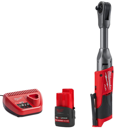 Milwaukee M12FIR38LR-0 12V Brushless Long Reach 3/8in Ratchet with 1 x 2.5Ah Battery & Charger