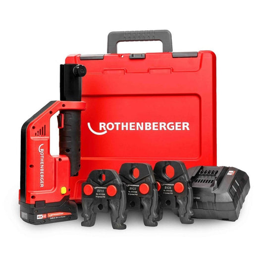 Rothenberger Romax Compact III Press Jaw Set 15-22-28 with Jaws, Battery, Charger and Case 1000004277