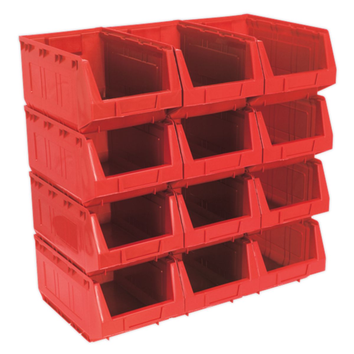 Sealey TPS412R Plastic Storage Bin Red -Pack of 12