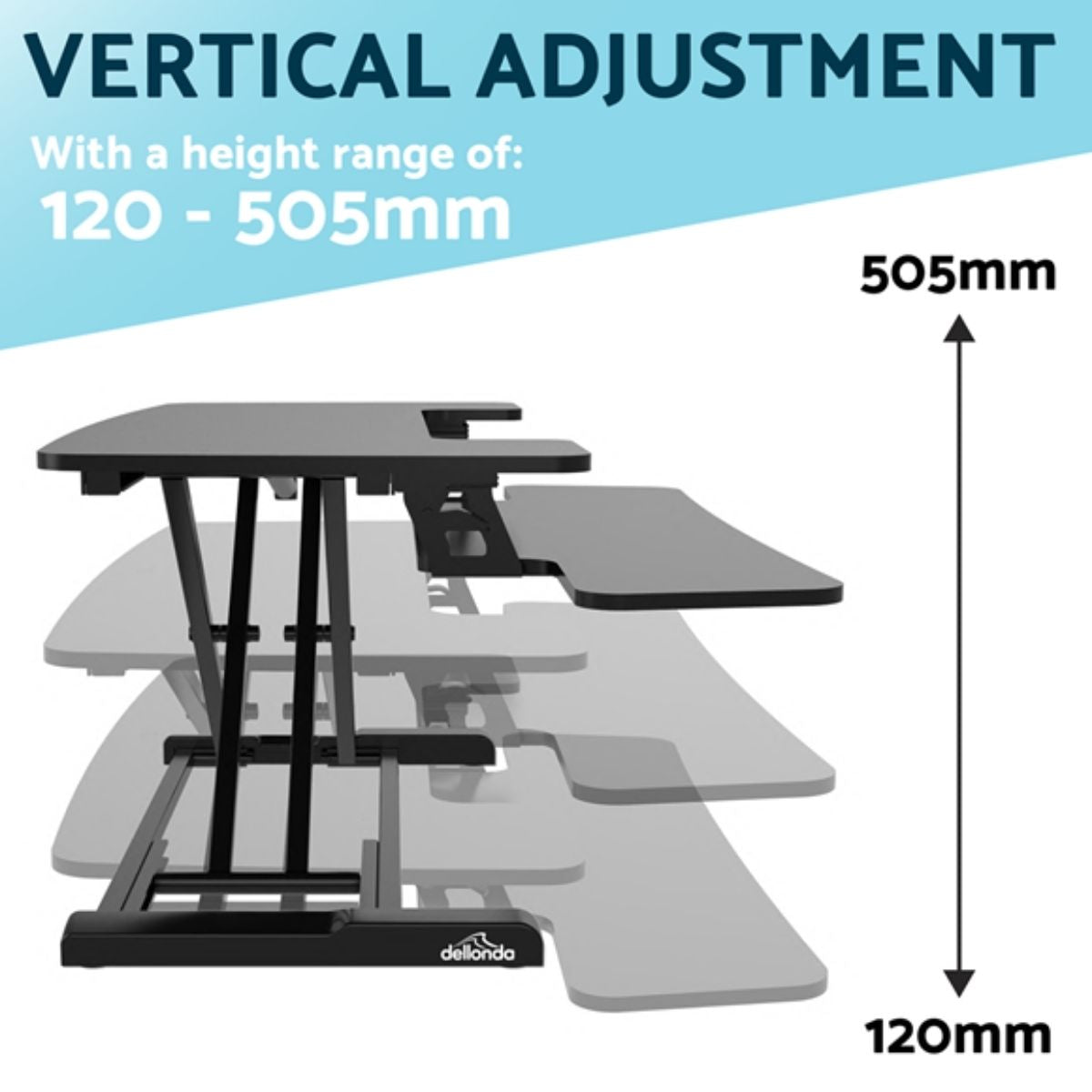 Dellonda DH15 89cm Height-Adjustable Standing Desk