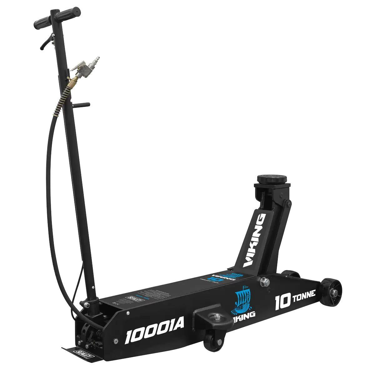 Sealey 10001A Viking Professional Long Reach Air/Manual Operation Trolley Jack with Rocket Lift 10 Tonne