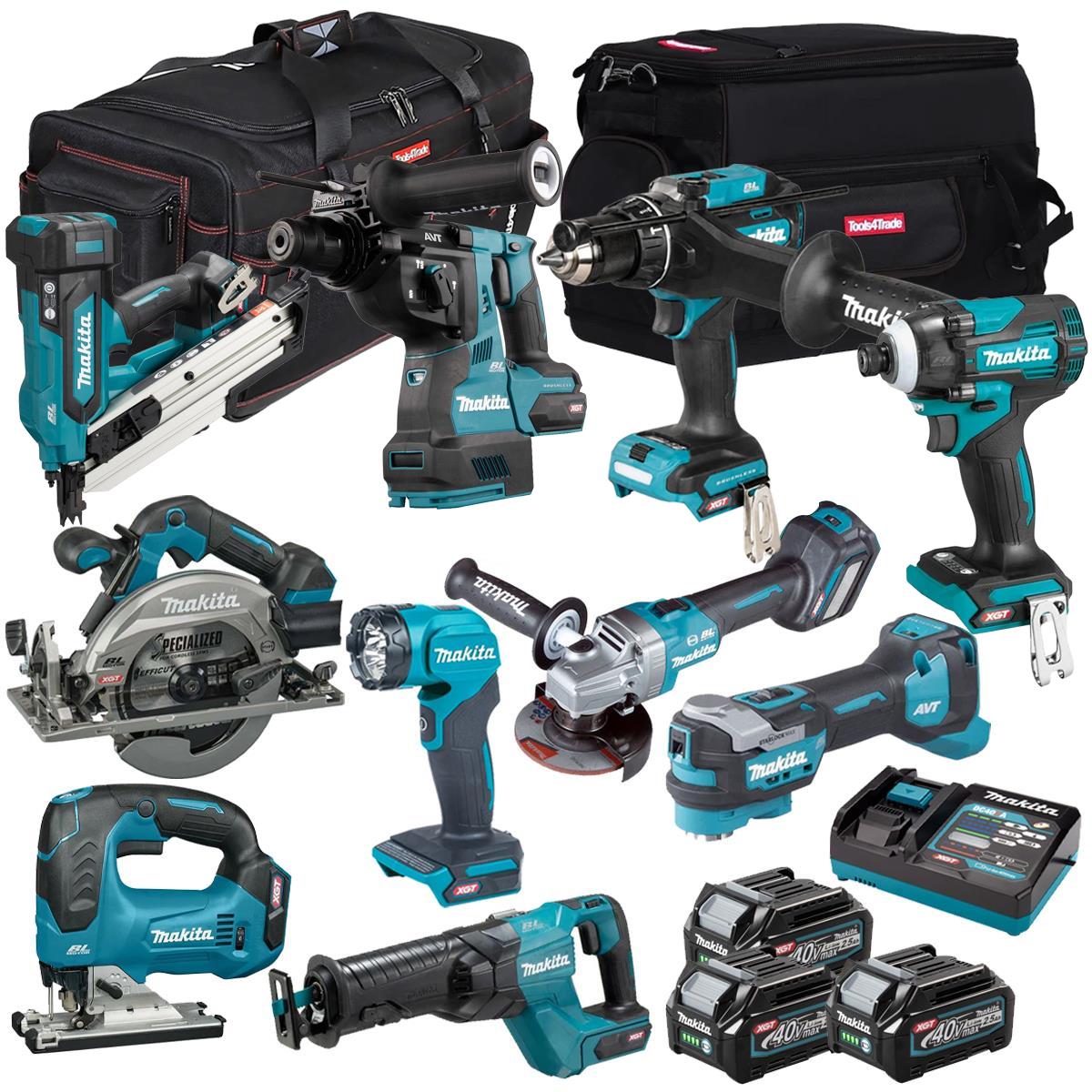 Makita 40V 10 Piece Combo Kit with 3 x 2.5Ah Batteries & Charger T4TKIT-6577