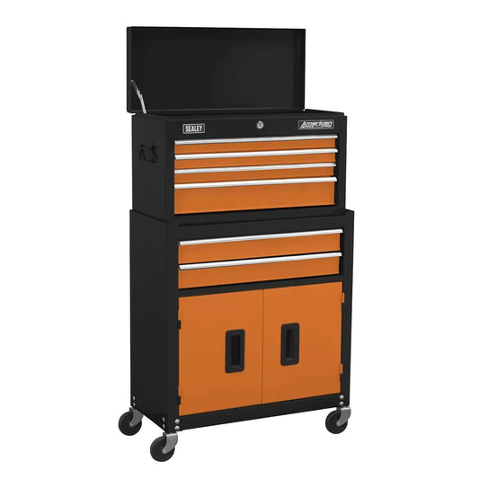 Sealey AP22O 6 Drawer Topchest & Rollcab Combination with Ball-Bearing Slides-Orange