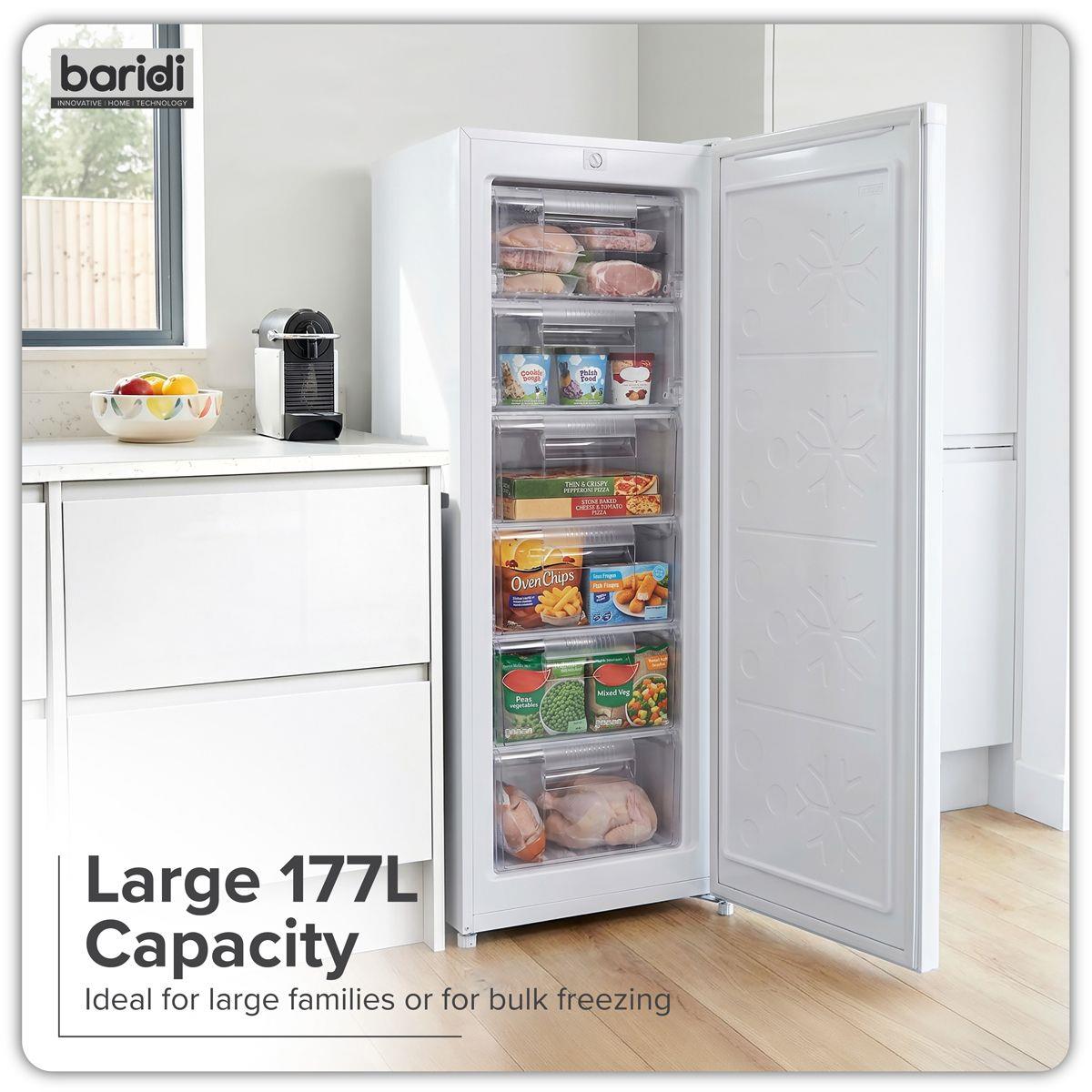 Sealey DH324 Baridi Freestanding Tall Freezer 177L Capacity White 230V