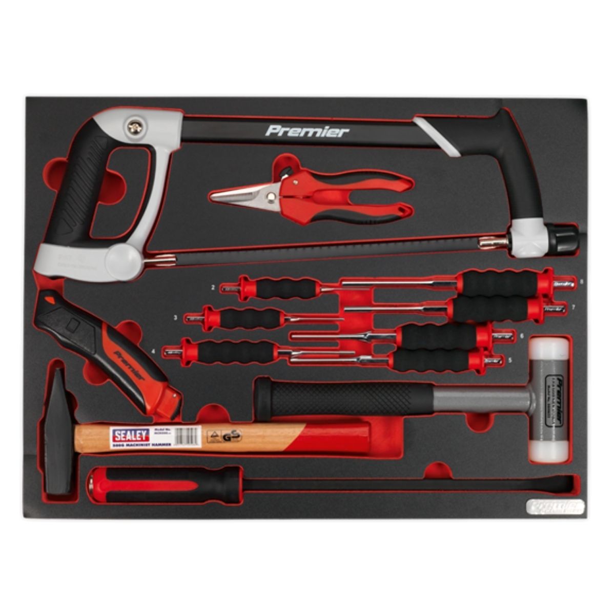 Sealey TBTP06EU Hacksaw, Hammers & Punch Kit 13pc