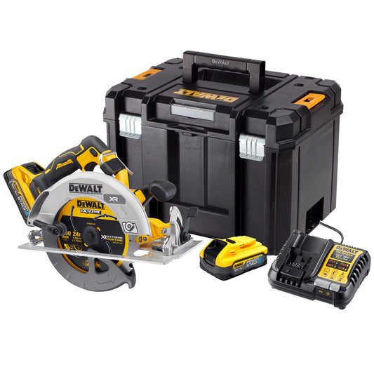 Dewalt DCS573H2T 18V XR Brushless 190mm Circular Saw with 2 x 5.0Ah Powerstack Batteries, Charger & TSTAK Case