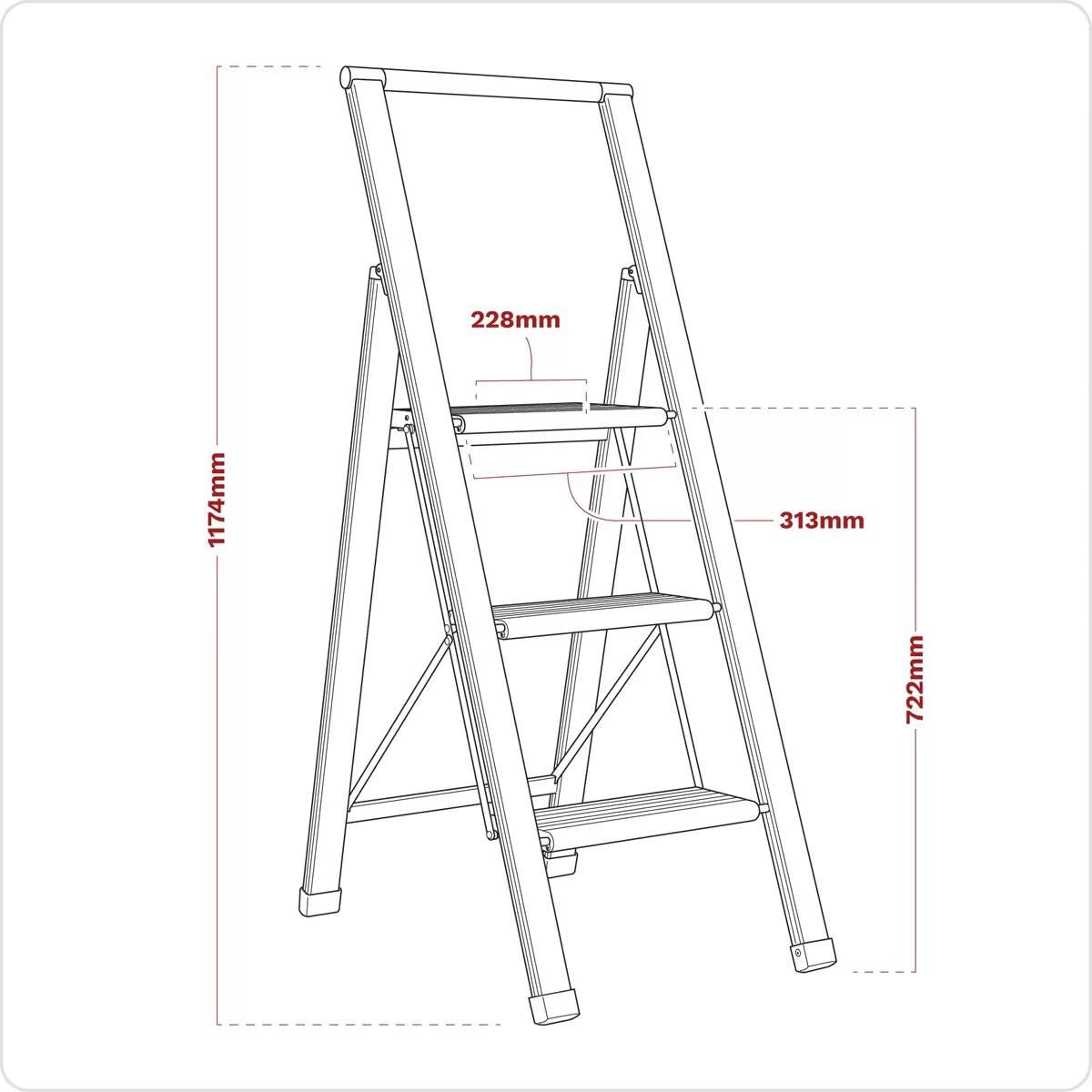 Sealey APSL3 Aluminium Professional Folding Step Ladder 3-Step