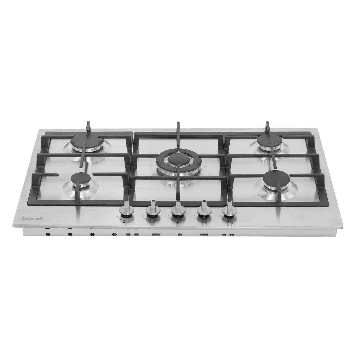 Sealey DH382 Baridi 90cm Gas Hob Stainless Steel with 5 Burners, Cast Iron Supports & Auto Ignition 11kW/230V