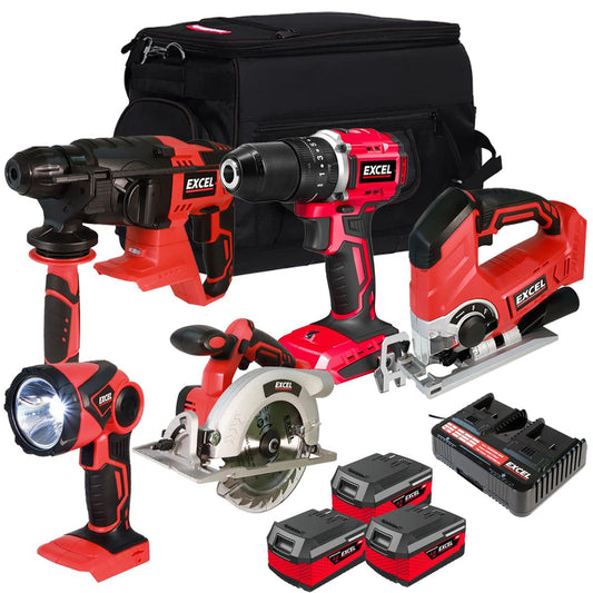 Excel 18V Cordless 5 Piece Tool Kit with 3 x 4.0Ah Batteries & Charger EXL5070