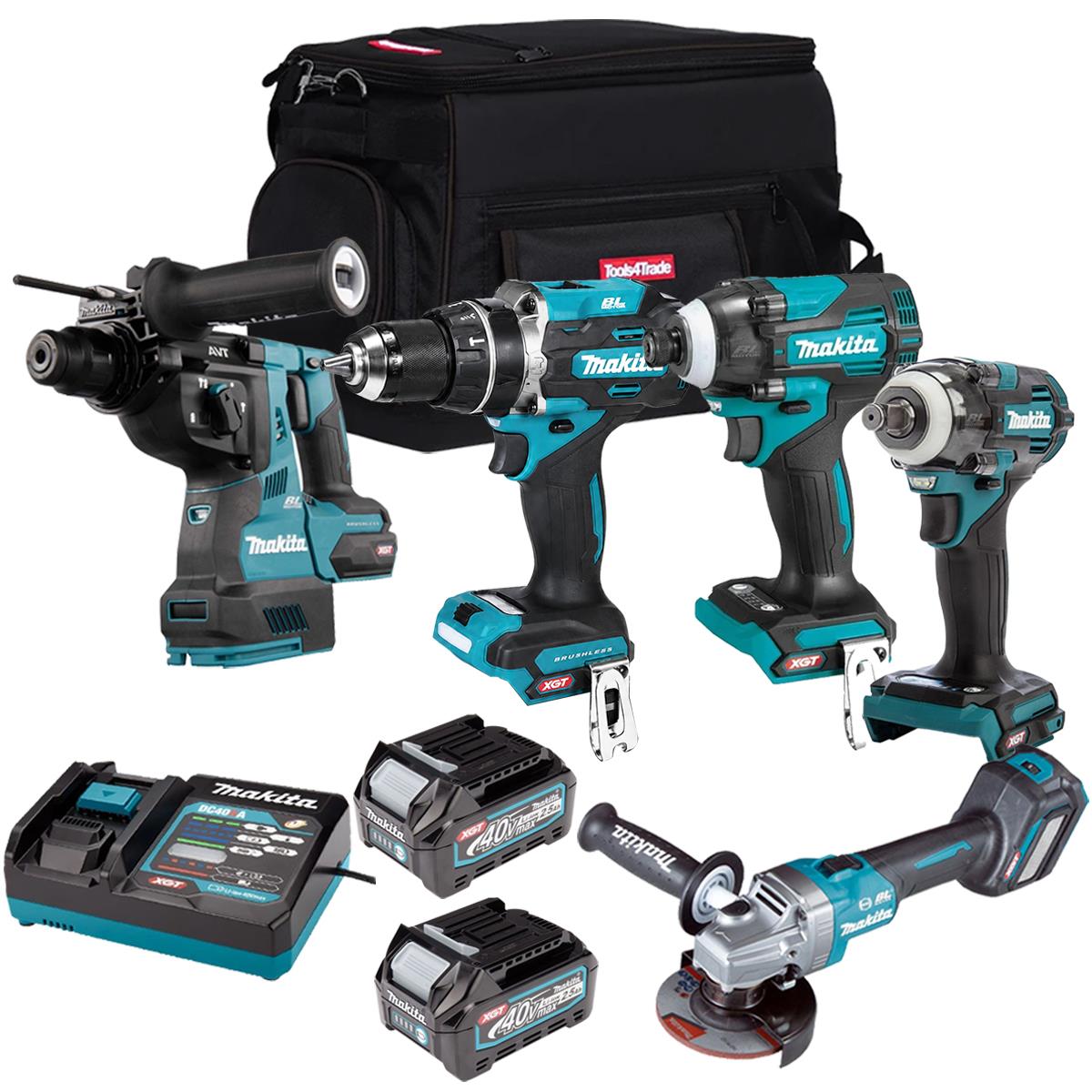 Makita 40V 5 Piece Combo Kit with 2 x 2.5Ah Batteries & Charger T4TKIT-6676