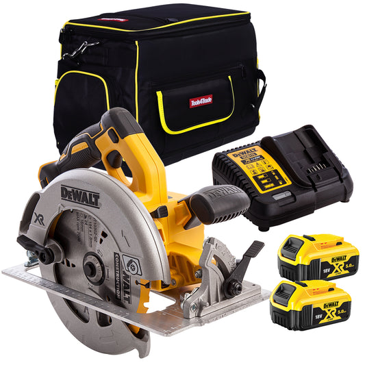 Dewalt DCS570P2 18V Brushless 184mm Circular Saw with 2 x 5.0Ah Batteries & Charger in Bag