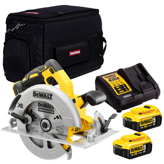 Dewalt DCS570P2 18V Brushless 184mm Circular Saw with 2 x 5.0Ah Batteries & Charger in Bag