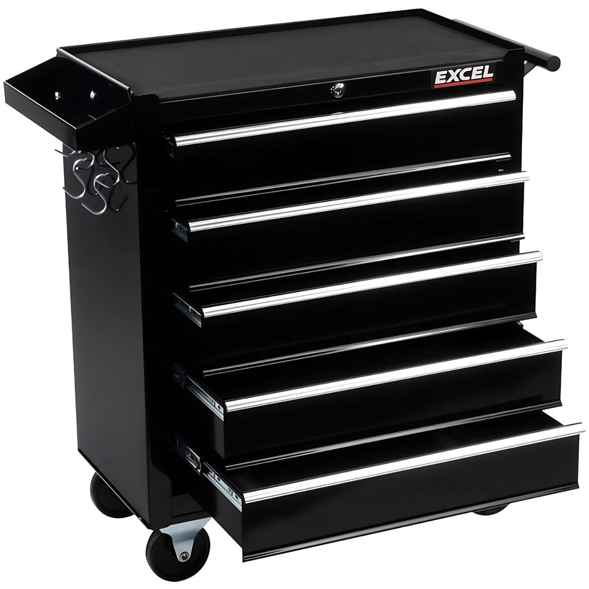 Excel 5 Drawer Tool Chest Cabinet with Wheels – Black Steel Storage