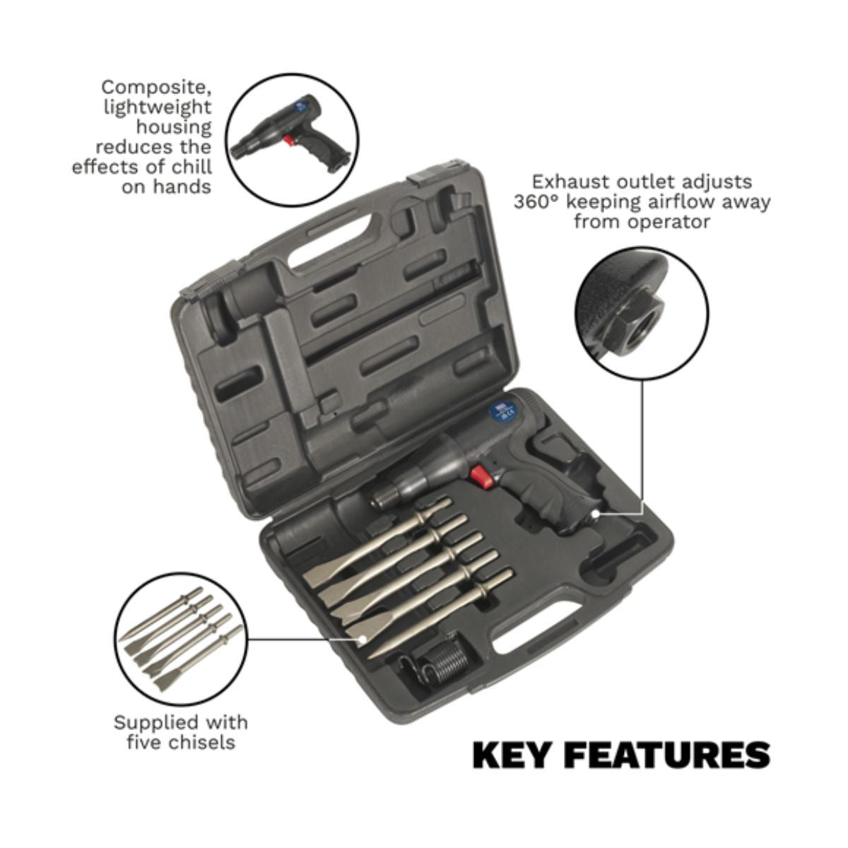 Sealey SA614 Long Stroke Composite Air Hammer Kit