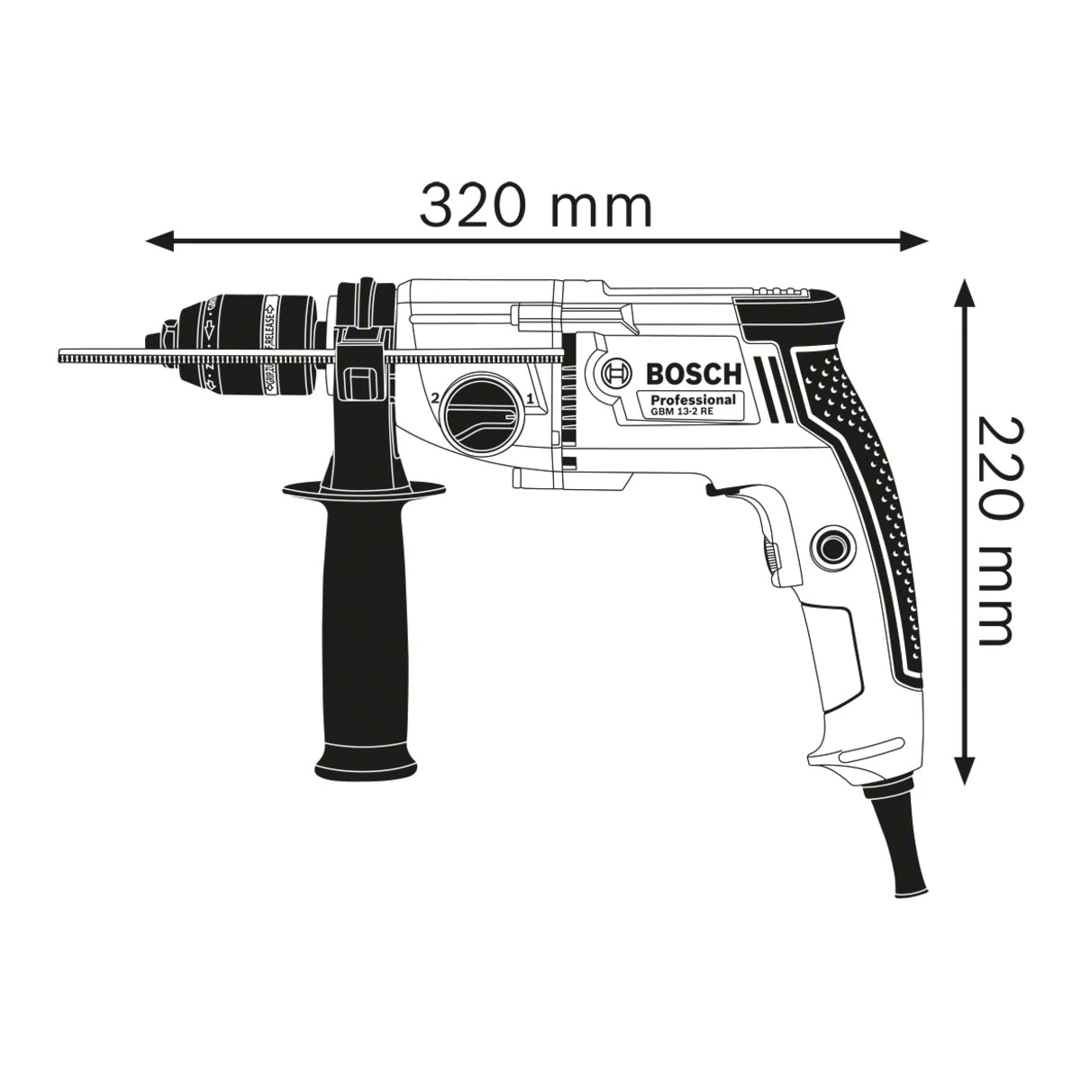 Bosch GBM 13-2 RE Professional Rotary Drill 750W/110V for Heavy-Duty Drilling Tasks 06011B2060