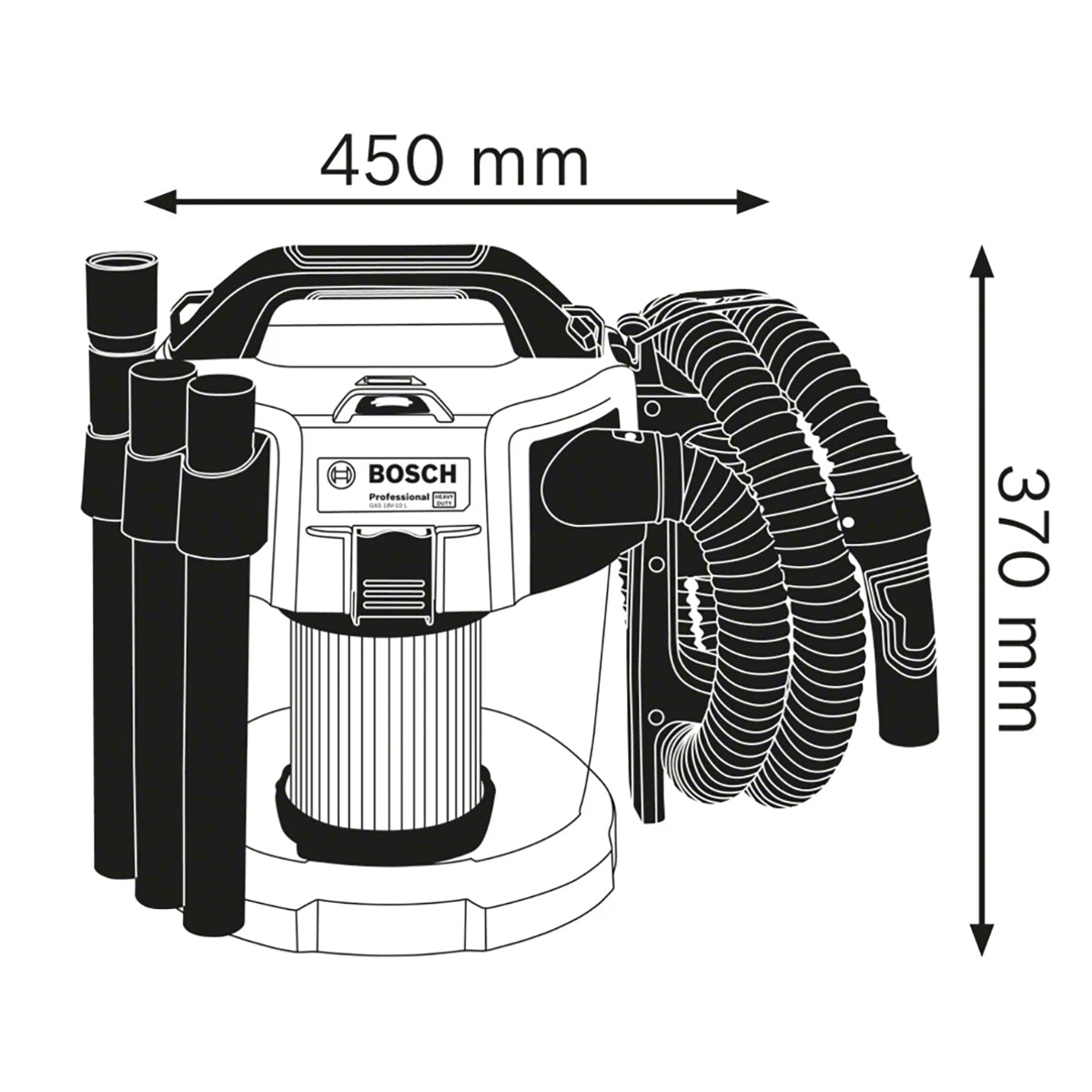 Bosch GAS 18V-10 L Professional L-Class Vacuum Body only for Efficient Dust Collection 06019C6302