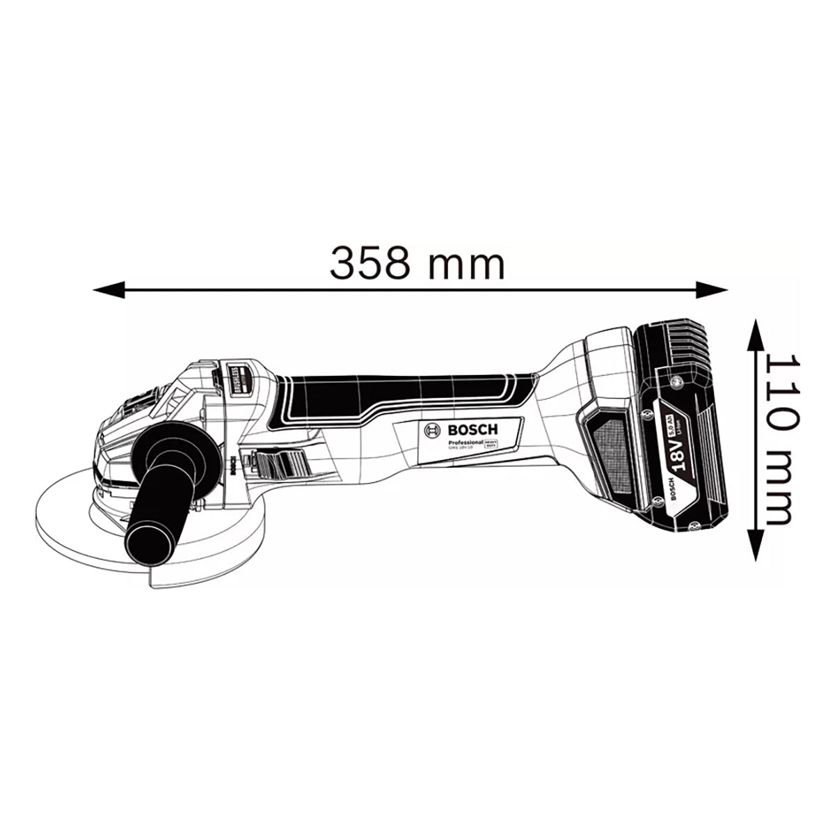 Bosch GWS 18V-10 SC Professional Angle Grinder 125mm Body only 06019G340B