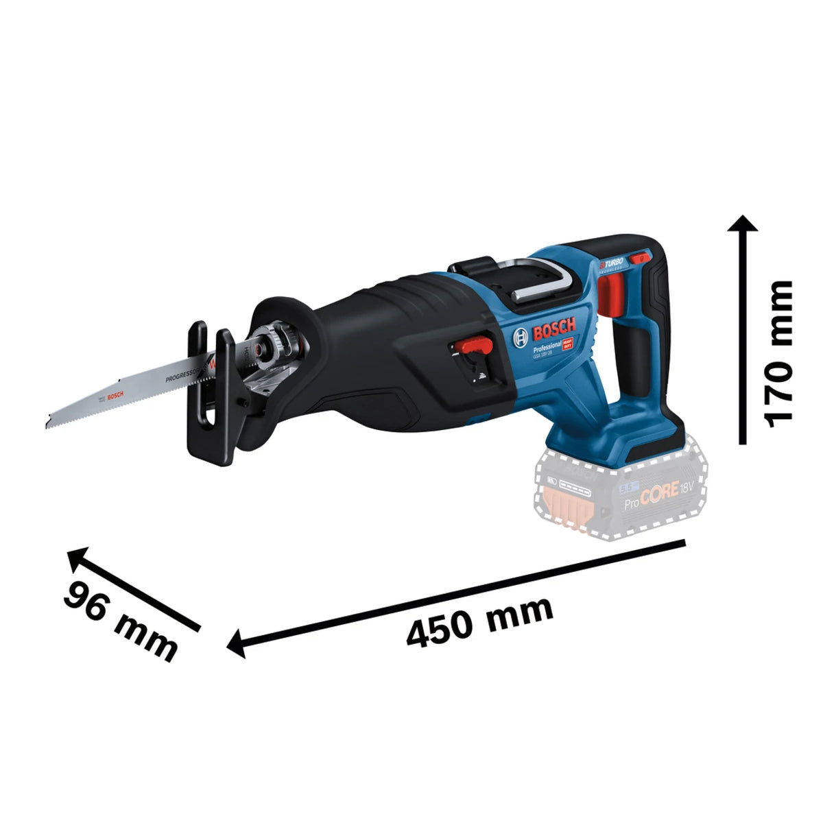 Bosch GSA 18V-28 Pro BITURBO Reciprocating Saw  2 x 5.5Ah Batteries & Charger 06016C0070