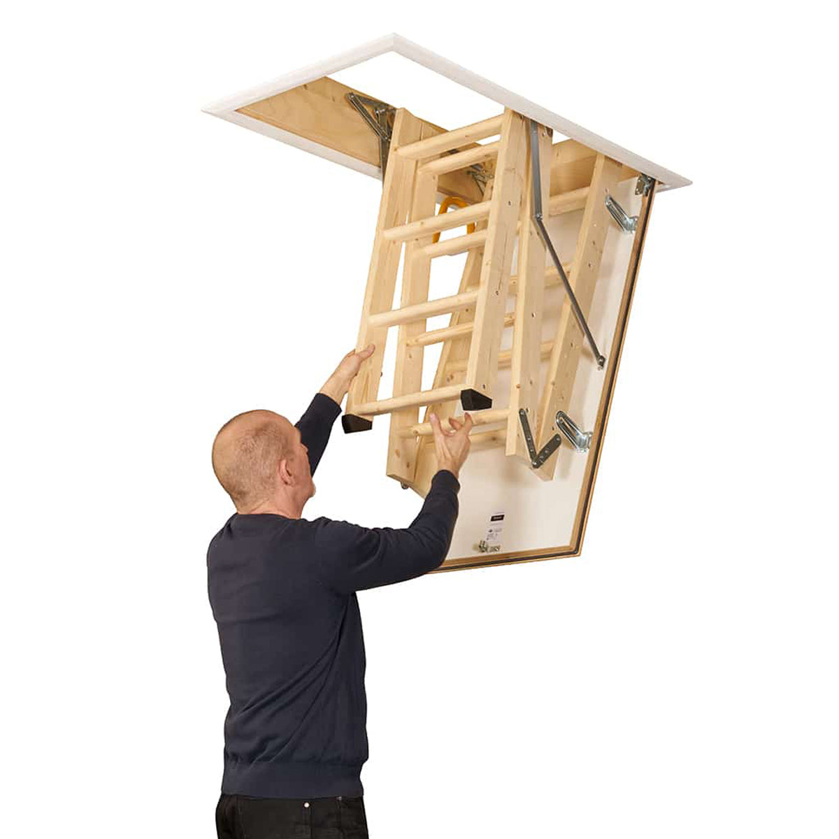 TB Davies LUXFOLD Timber Wooden Loft Ladder Superior Insulation, Effortless Operation & Enhanced Safety 1530-010