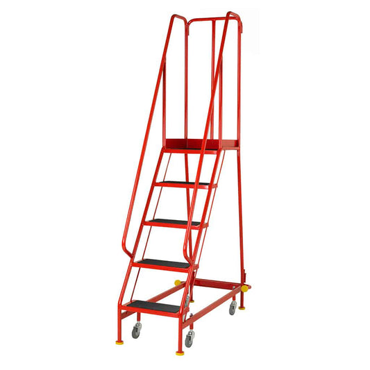 TB Davies 5 Tread Narrow Steel Trade Mobile Step Compact & Durable with Retractable Castors 2023-005