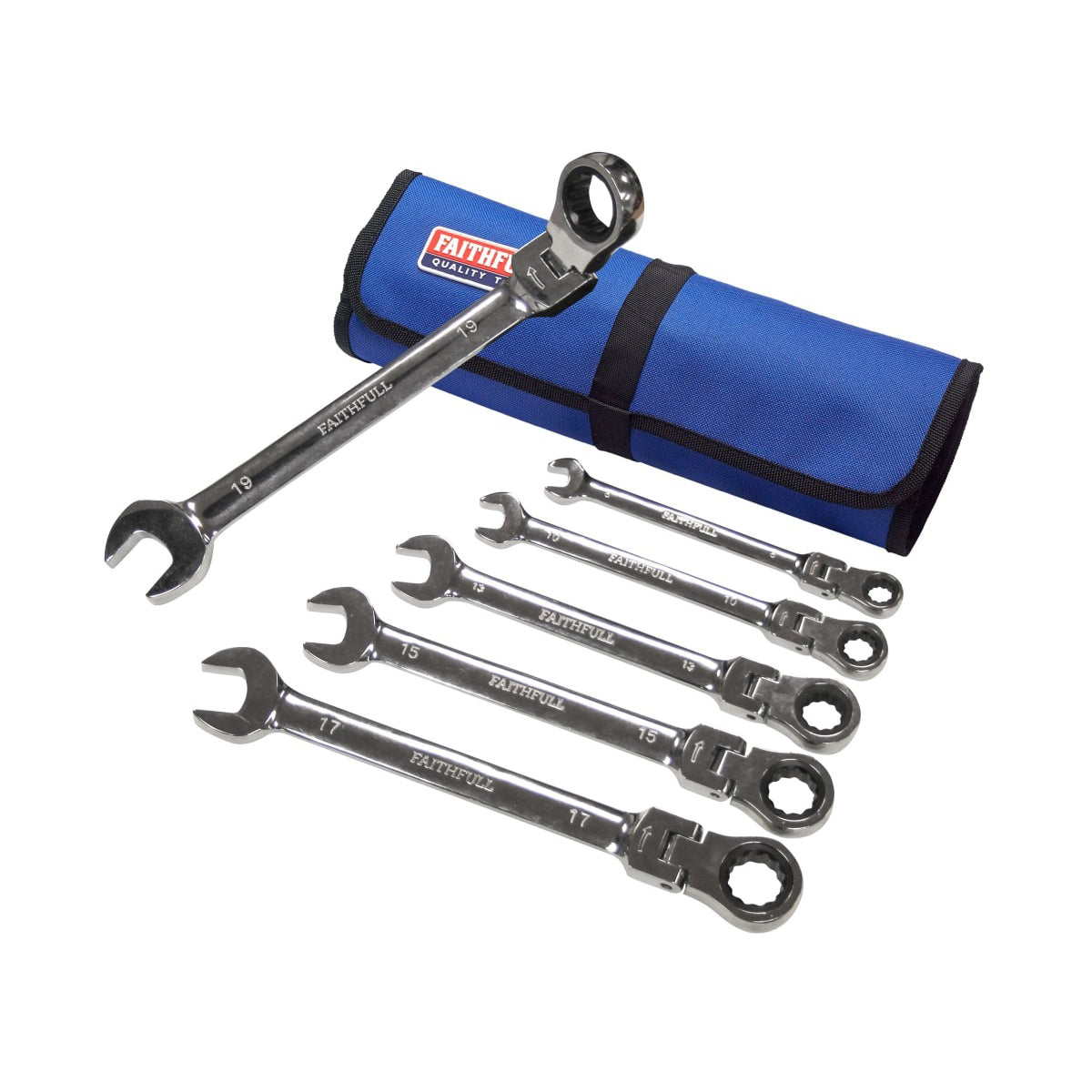 Faithfull 6 Piece High-Performance Ratchet Combination Spanner Set for Versatile Use XMS24SPANNER