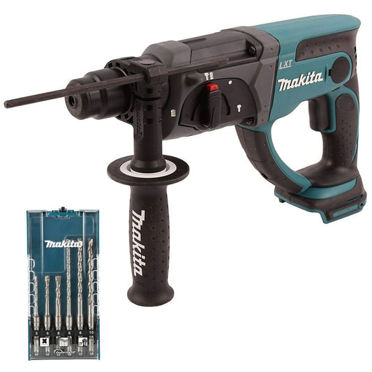Makita DHR202Z 18V SDS+ Rotary Hammer Drill With 6 Piece Drill Bit Set E-15730