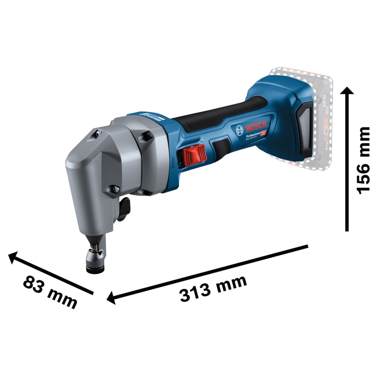 Bosch GNA 18V-16 E Professional Nibbler Body Only for Powerful Cutting Performance 0601529600