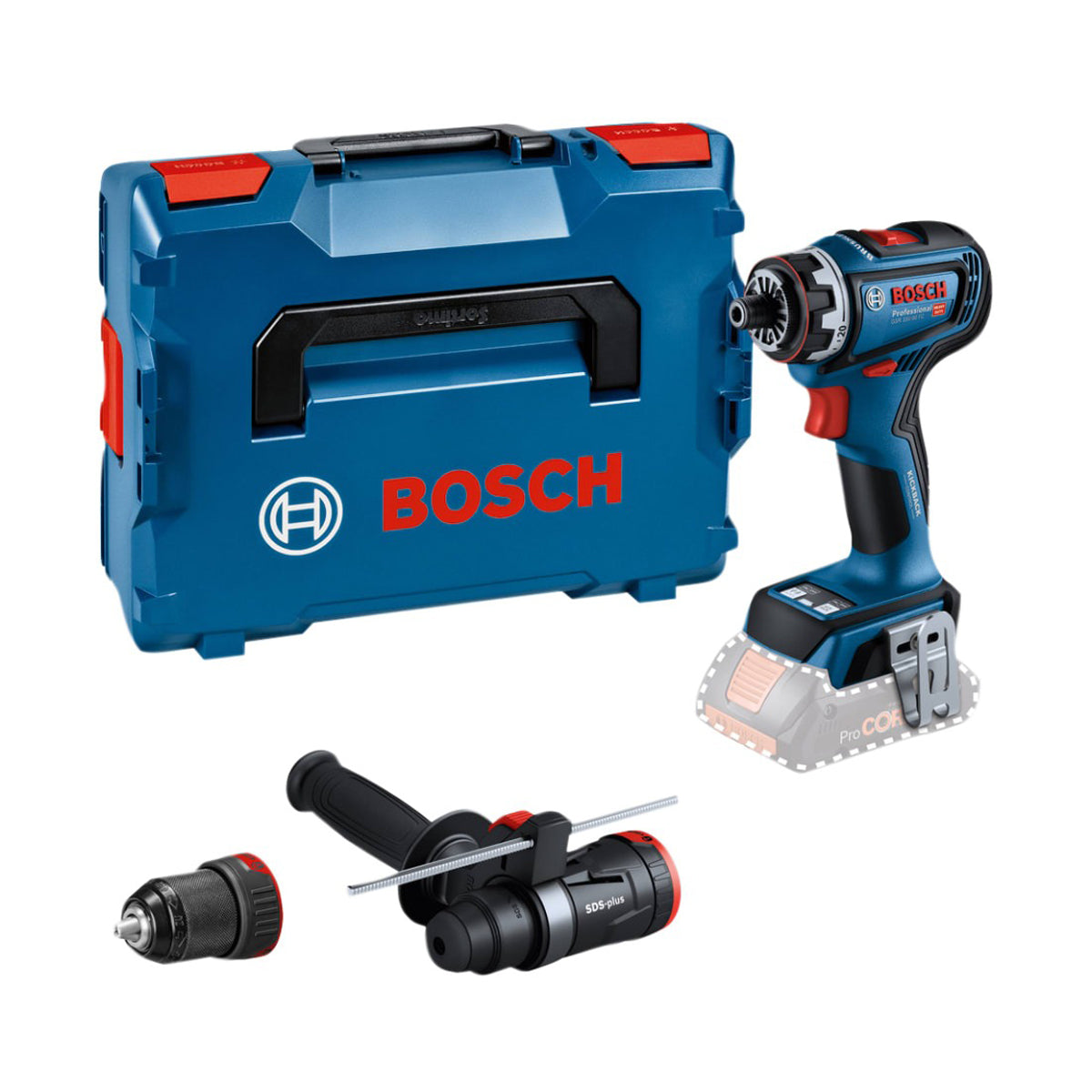 Bosch GSR 18V-90 FC Pro FlexiClick Drill Driver with 2 Attachments Body Only in Case 06019K6204