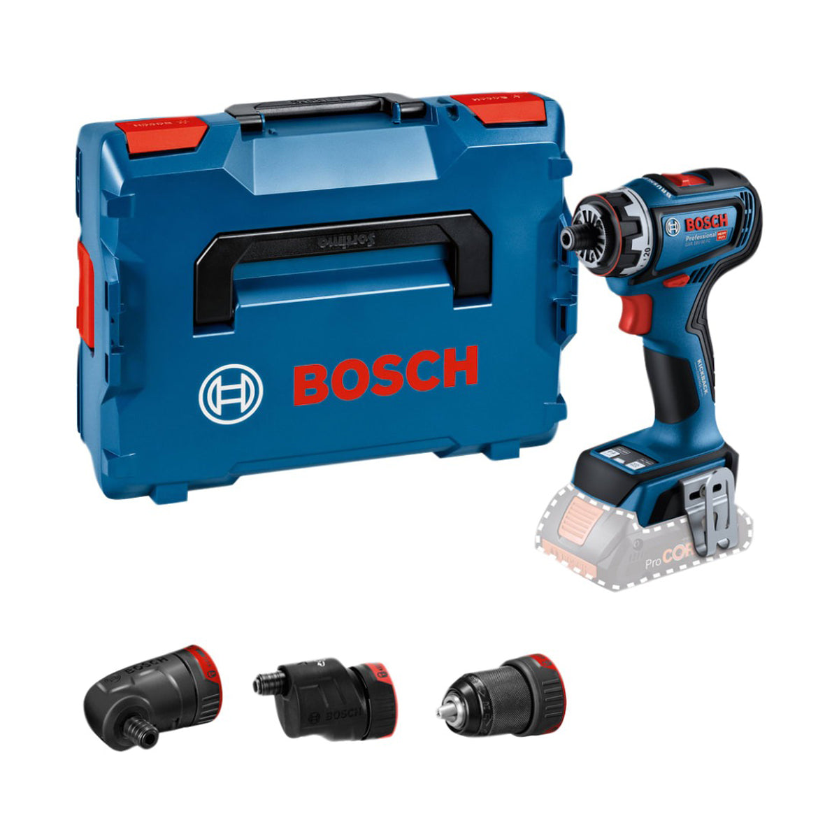 Bosch GSR 18V-90 FC Pro FlexiClick Drill Driver Body Only with 3 Attachments in Case 06019K6203