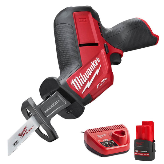 Milwaukee M12CHZ-0 12V Fuel Brushless HackZall Reciprocating Saw with 1 x 2.5Ah Battery & Charger