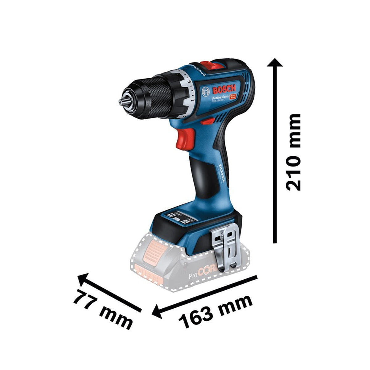 Bosch GSR 18V-90C Professional Drill Driver 2 x 4.0Ah Batteries & Charger in Case 06019K6071