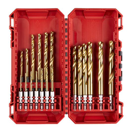 Milwaukee 19 Piece Shockwave Red Hex HSS-TIN Metal Drill Bit Set 4932493866