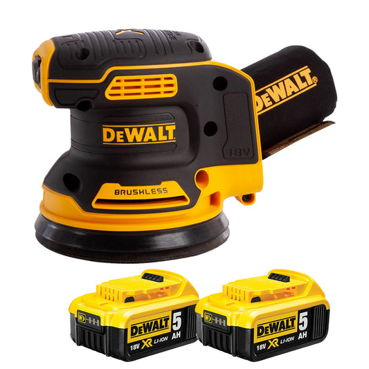 Dewalt DCW210N 18V Brushless 125mm Orbital Sander with 2 x 5.0Ah Batteries