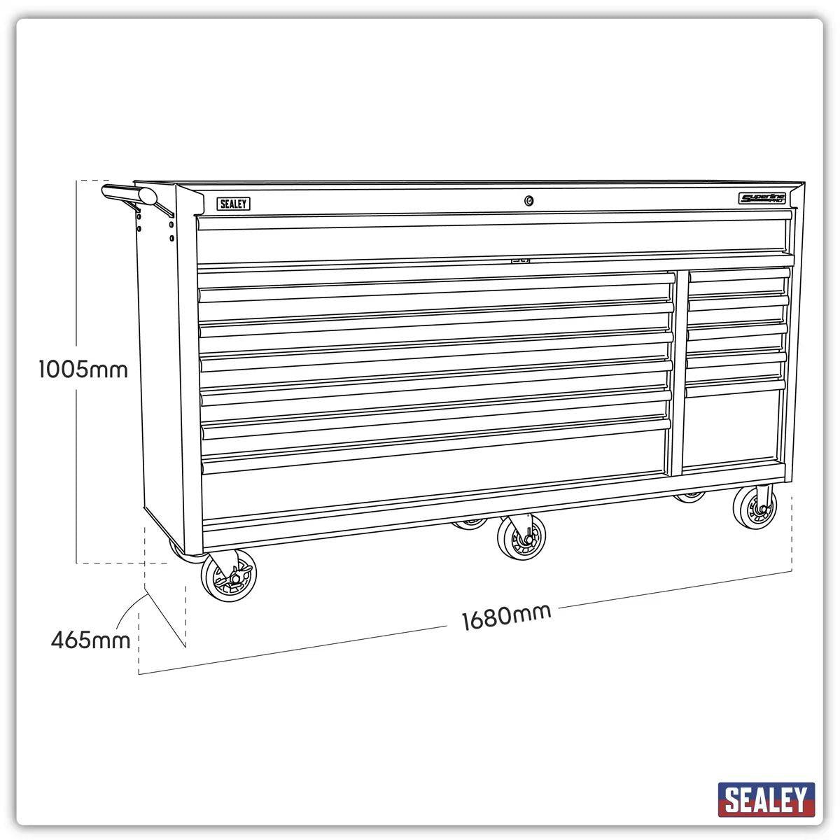 Sealey AP6612 12 Drawer Rollcab with Ball-Bearing Slides Red
