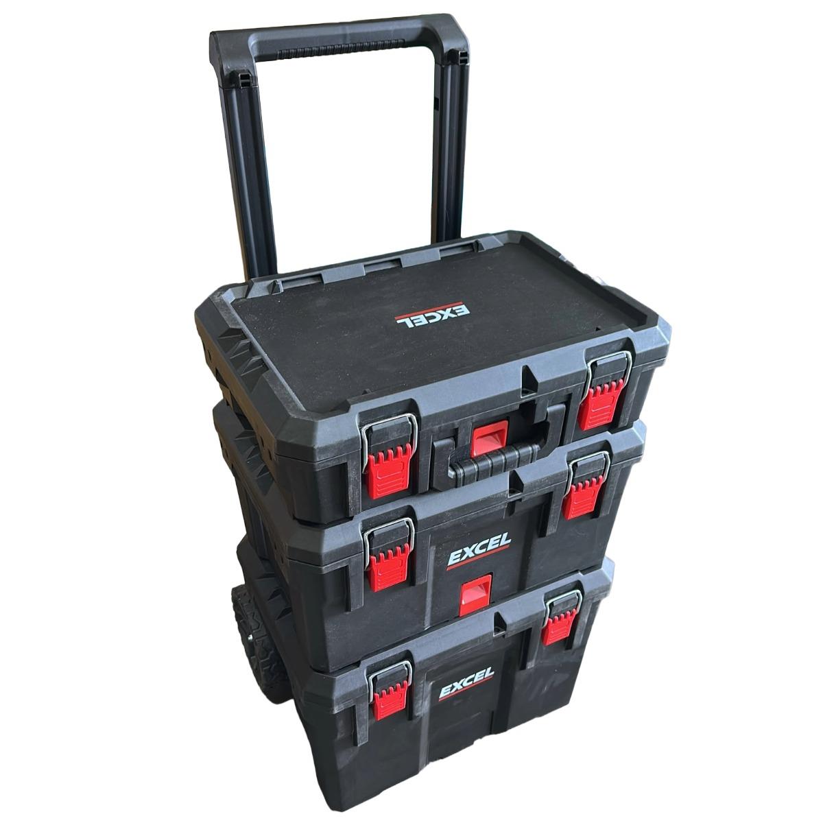 Excel Modular Tool Box Heavy Duty Mobile Storage 6 Piece Set with Organiser & Wheels Item Condition Damaged Box