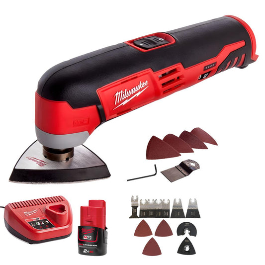 Milwaukee M12C12MT-0 M12 12V Sub Compact Multi-Tool With 1 x 2.0Ah Batteries Charger Bag & 39 pieces Accessories Set
