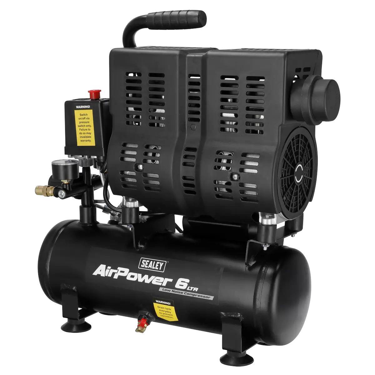 Sealey SAC6000S 6L Oil Free Low Noise Direct Drive Air Compressor 1hp & 230V/13A