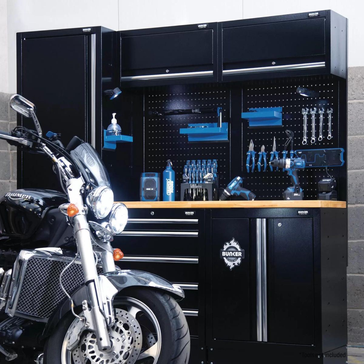 Draper MS400COMBO/11A BUNKER Modular Storage Combo with Hardwood Worktop 11 Piece 04488