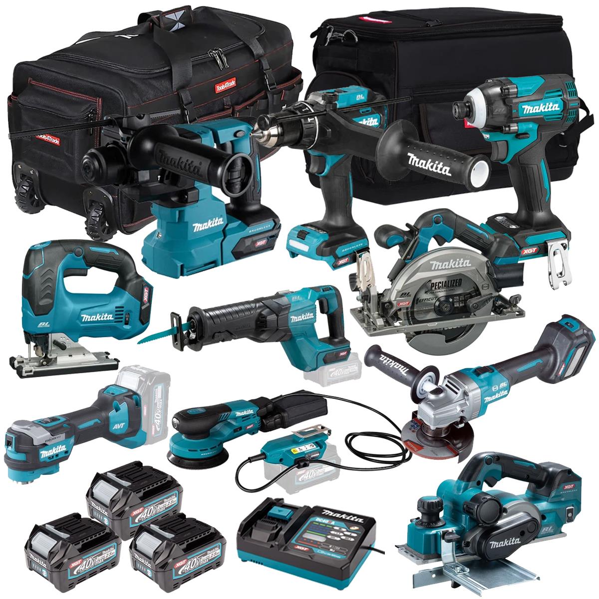 Makita 40V 10 Piece Combo Kit with 3 x 2.5Ah Batteries & Charger T4TKIT-7469
