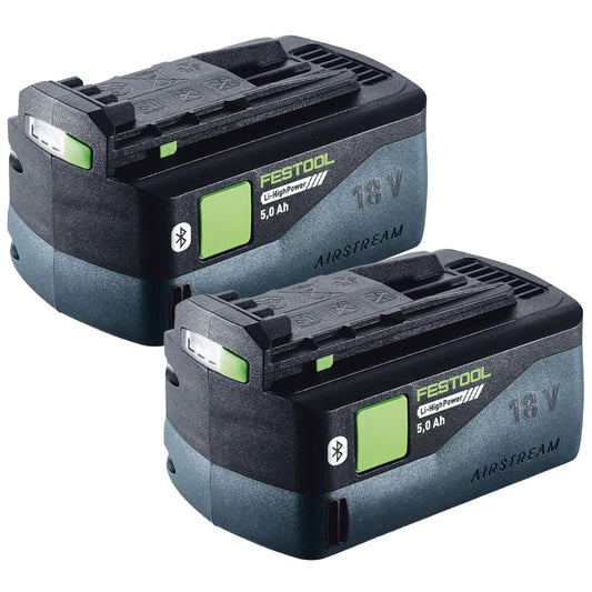 Festool BP 18 Li 5.0Ah HP-ASI High Power Air Stream Battery With Bluetooth 578519 Pack of 2