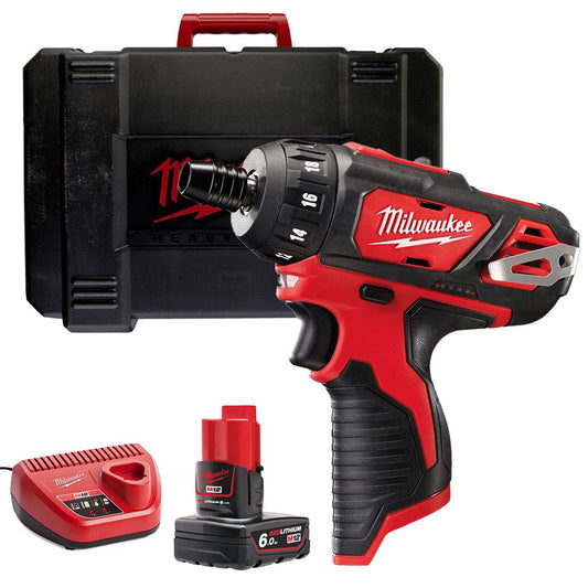 Milwaukee M12BD-0C 12V Screwdriver with 1 x 6.0Ah Battery Charger & Case