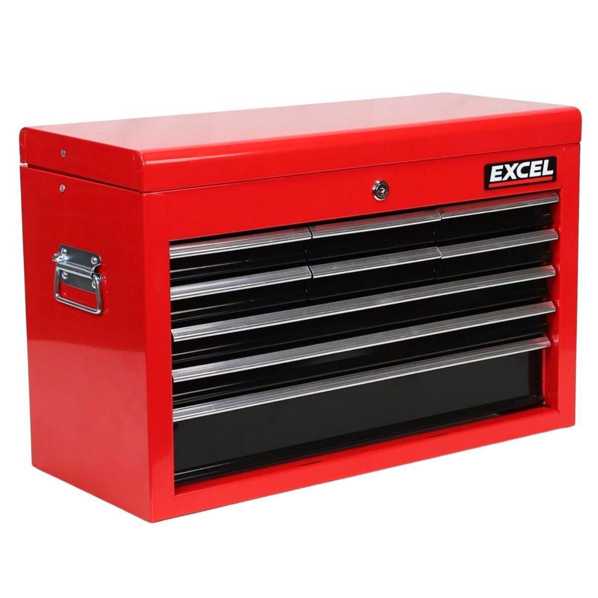 Excel 9 Drawers Portable Tool Chest Cabinet with Ball Bearing Slides Black and Red