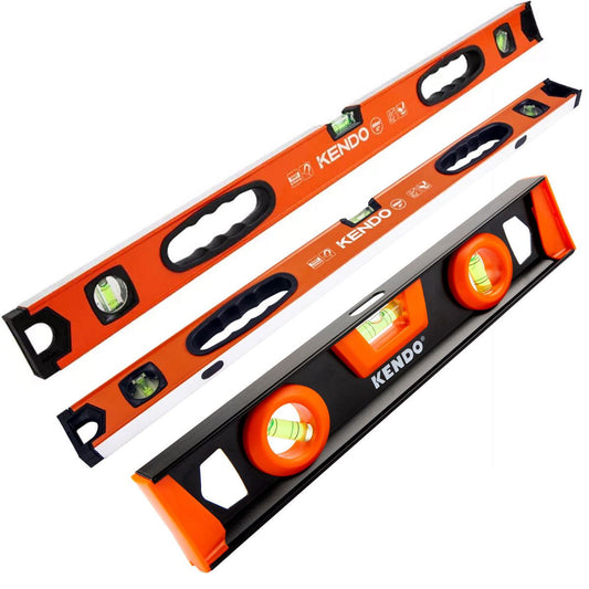Kendo Magnetic Aluminium & Spirit Level Set 300mm, 600mm, 1200mm