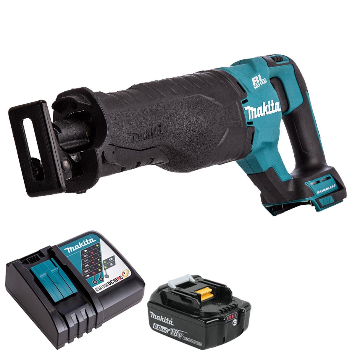 Makita DJR187Z 18V LXT Cordless Brushless Reciprocating Saw with 1 x 6.0Ah Battery & Charger
